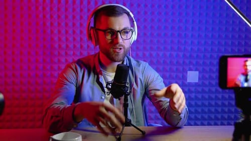 A Blogger Finishes Online Stream Asks Followers to Like and Subscribe to Its Channel