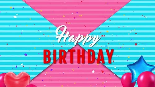 Colorful Geometric Happy Birthday Greeting Animation
