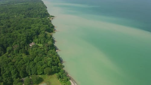 Aerial view of lake erie Pennsylvania on a sunny summer holiday