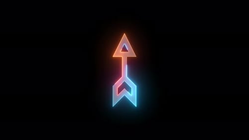 Neon Direction Arrow Icon Brown Cyan Color Glowing Animation Black Background