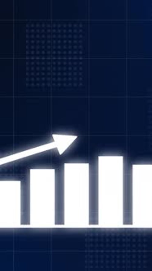 Digital Growth Chart with Upward Trending Arrow Animation