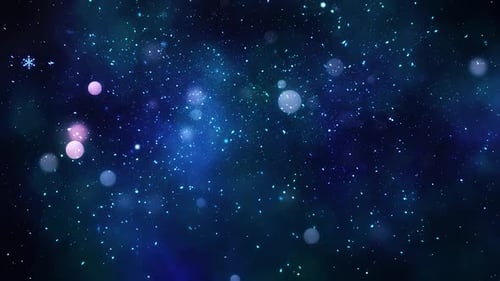 Twinkling Snowflakes and Bokeh Particles Winter Holiday Background