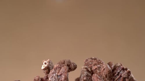 Chocolate Covered Almonds Flying in the Air in Studio