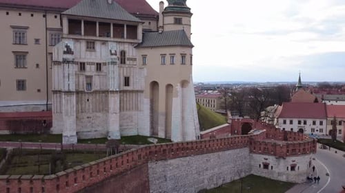 Drone View of Wawel Royal Castle in Krakow, Poland
