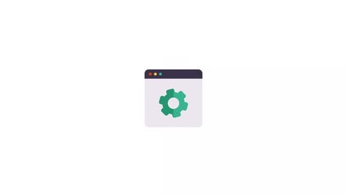 Animated Flat Design Browser Window with Spinning Gear Icon