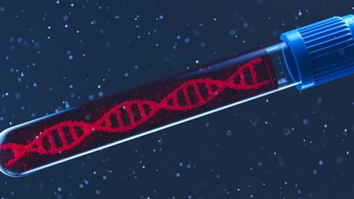 Animated DNA Double Helix in a Scientific Test Tube