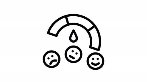 Animated Feedback Meter With Emotional Faces Line Icon