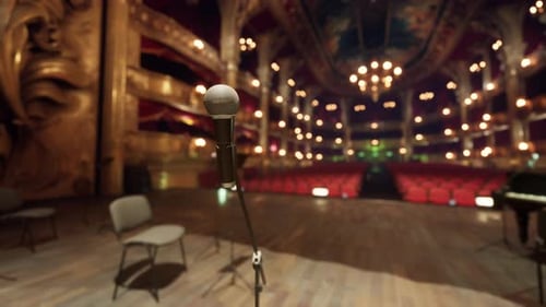 Elegant Grand Theater Stage with Microphone for Performances