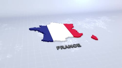 3D Animated Map of France with National Flag Colors