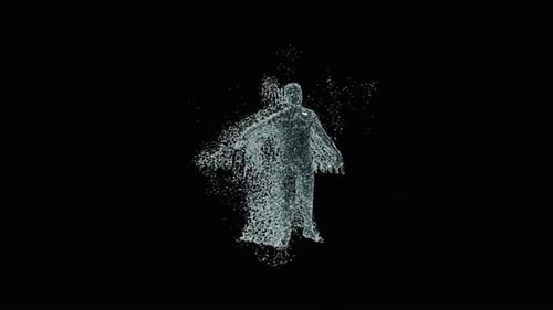 Fluid Human Figure Dissolving Particle Reveal Animation