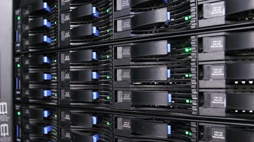 Motion Past Case with Operating Video Cards at Mining Pool