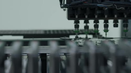 PCB Processing on Cnc Machine Production of Electronic Components at High Tech Factory Creative