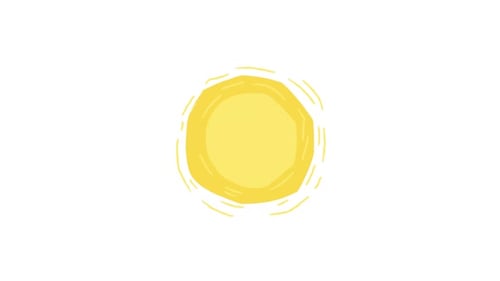 Animated Hand-Drawn Sun Icon with Radiating Light