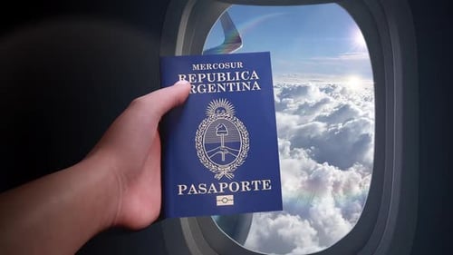 Argentina Passport Airplane Travel Concept