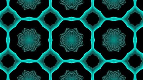 Seamless Cyan Geometric Kaleidoscope Pattern Loop