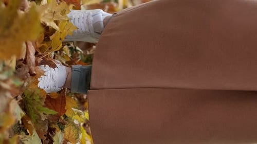 Vertical Romantic Autumn Walking Woman Nature