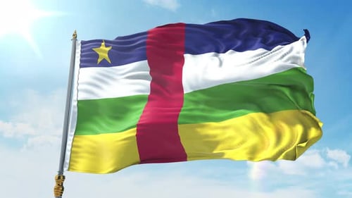 Central African Republic Flag Waving in Realistic Seamless Loop
