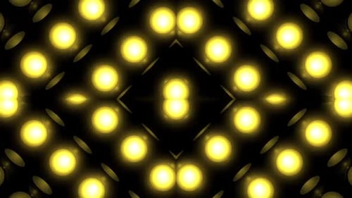 Dynamische gelbe Glühbirnen pulsieren in einem rhythmischen, energetischen Muster