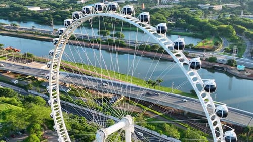 Landmark Ferris Wheel Entertainment at Downtown Sao Paulo Brazil.