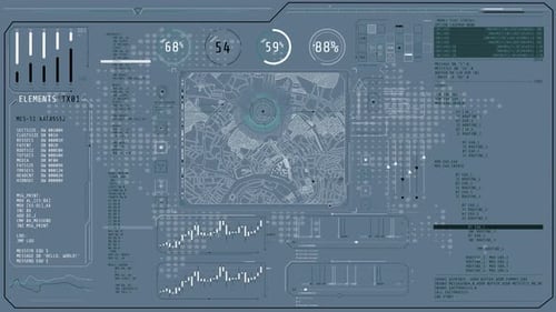 Interface animée de haute technologie avec une carte et des codes de programme