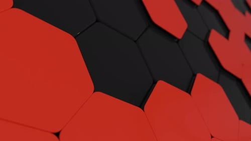 Dynamic Red and Black Hexagon Geometric Motion Background