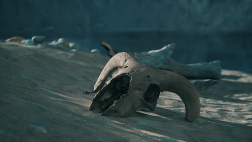 A Large Animal's Skull Laying on the Ground