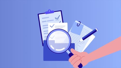 Flat Design Document Analysis and Organization Animation