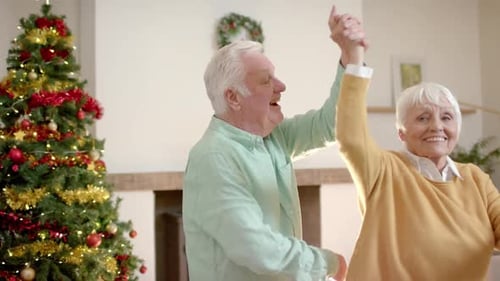 Senior Couple Dancing Together at Christmas Time