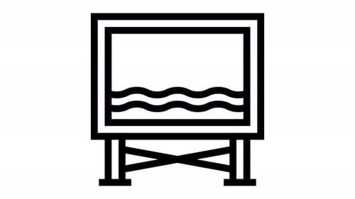 Animated Shark Fin Appearing in Minimalist Water Icon