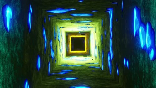 Abstrakter Tunnel mit blauen Punkten. Animation in einer Schleife