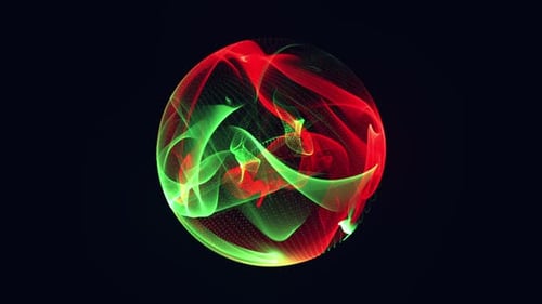 Bright glowing rotating particle 3d sphere. Virtual assistant animation. Technology, science.