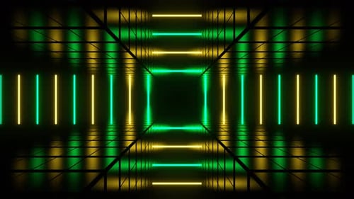 Yellow And Turquoise Lines Move To Center Background Vj Loop In 4K
