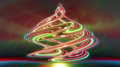 Abstract Glowing Christmas Tree Morphing Animation