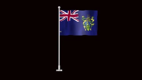 Realistic 3D Pitcairn Islands Flag Waving Animation