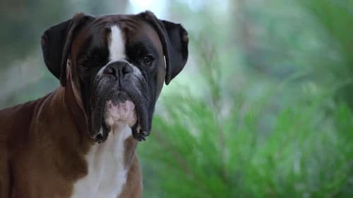 Boxer Dog Close Up Outdoors Portrait