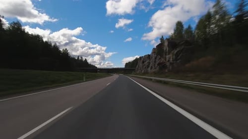 Hyperlapse POV: Vehicle traffic driving on highway in countryside