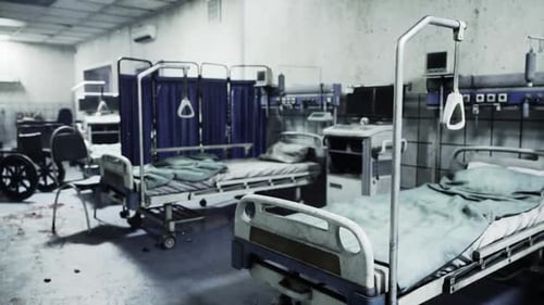 Unmanned Hospital Chamber Showing Vacant Beds and Silent Surroundings