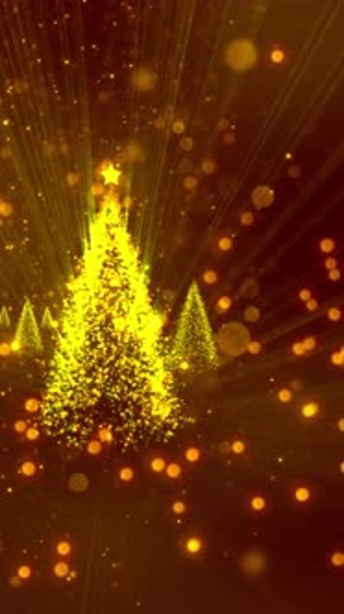 Golden Christmas Tree Particle Celebration