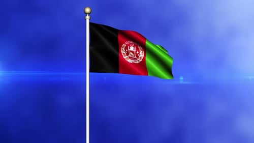 Realistic Waving Afghanistan Flag on a Pole