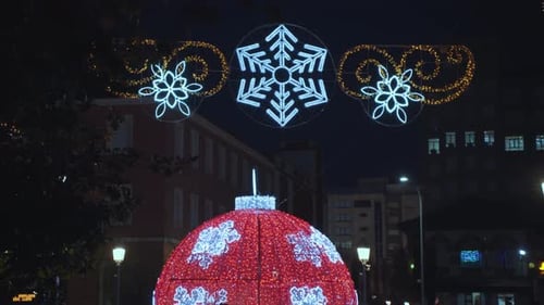 Festive Decorations at Night in the City