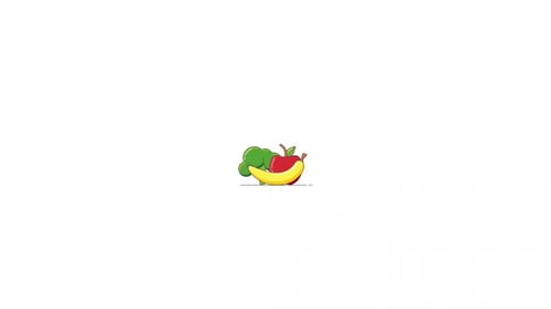 Animated Flat Design Healthy Food Icons