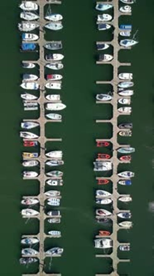 Rising overhead social ratio aerial video of Bangor Marina in Bangor, County Down