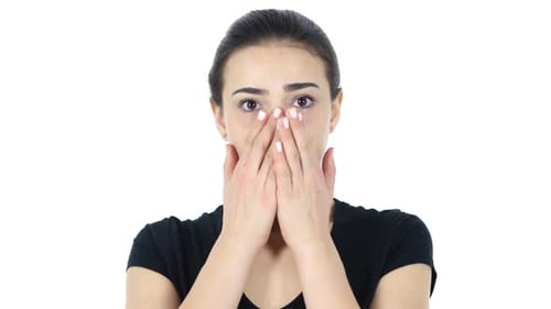 Shocked Woman on White Background