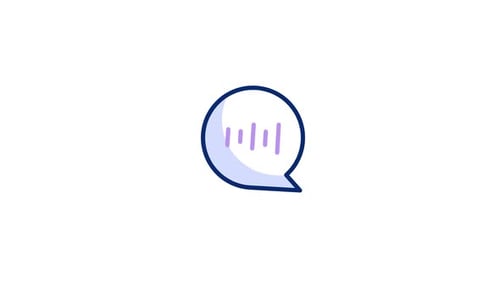 Sketch Style Animated Chat Bubble with Audio Wave Icon