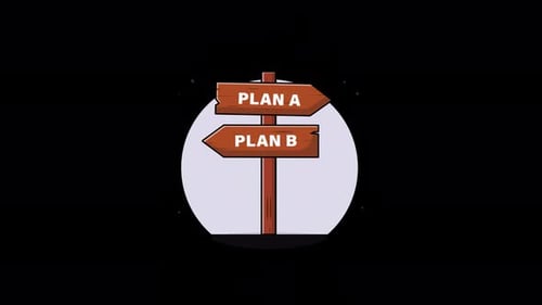 Konzept-Animationsvideo mit Richtungspfeilen von Plan A und B — transparent