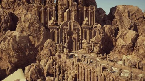 Ancient Monument Etched Into Canyon Walls with Intricate Designs