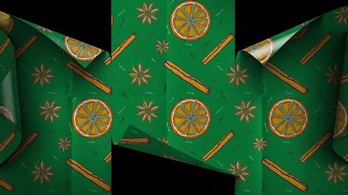 Festive Spice and Orange Wrapping Paper Unfold Animation