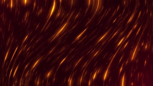 Fondo abstracto de partículas, brillantes rayos dorados de luz en movimiento. Hermosa lluvia de líneas brillantes