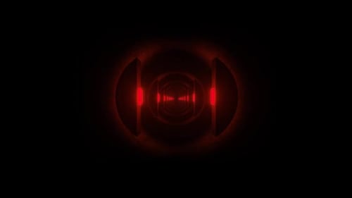 Eerie red corridor, dynamic tunnel vision, mysterious moving scene