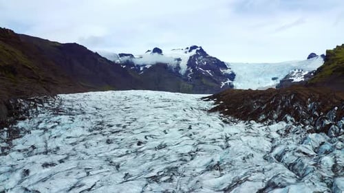 Drone View Of Svínafellsjokull Glacier In Skaftafell Nature Reserve In Iceland.